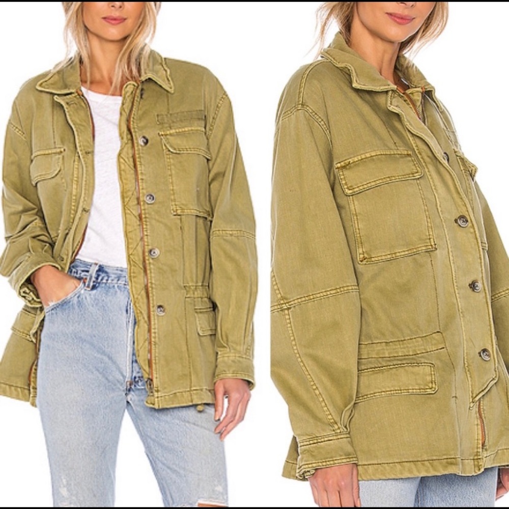 Free People Seize the Day Utility Jacket Green S